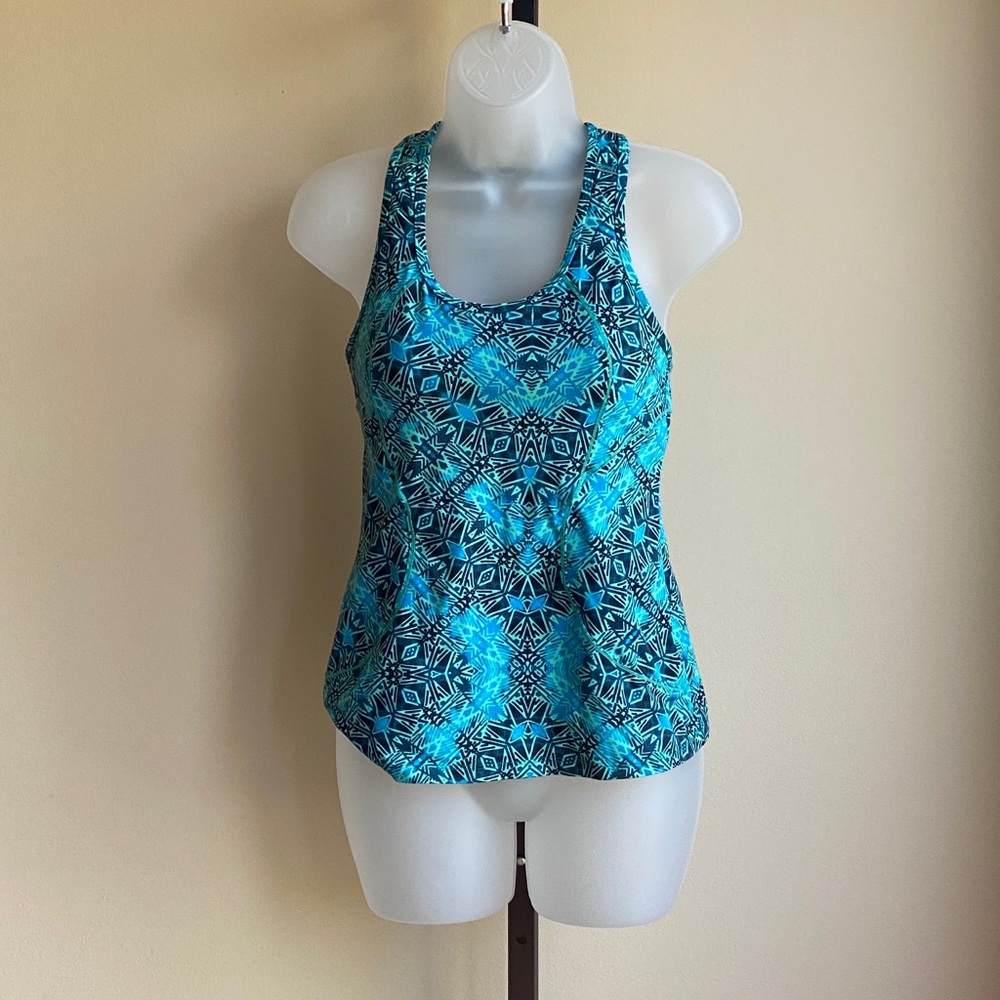 Athleta Tribal Print Blues Workout Top